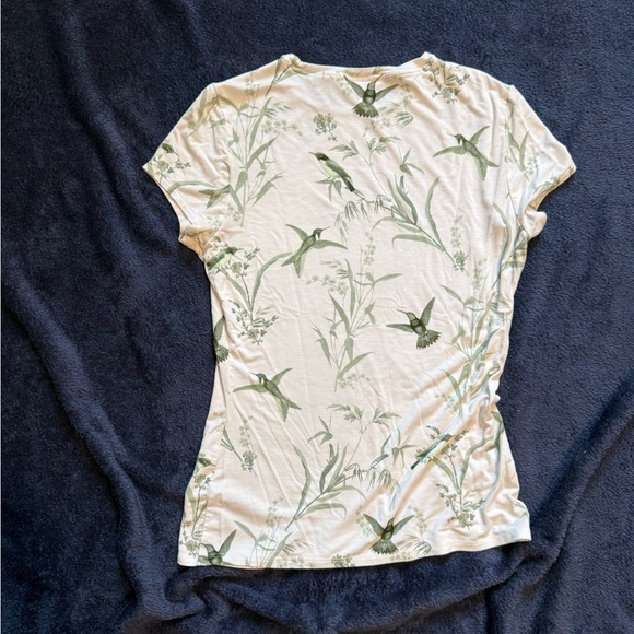 Ted Baker Yumelia Fortune Floral Fitted Tee In White Green S/M - Picture 6 of 13